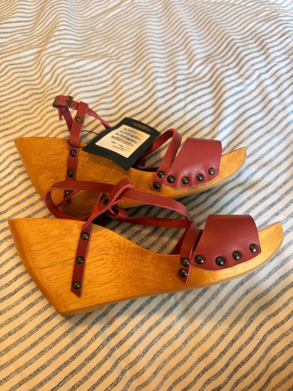 VIX Paula Hermanny Juliana Sandal Szโ 9 Watermelon Leather Wood Platform Clog
